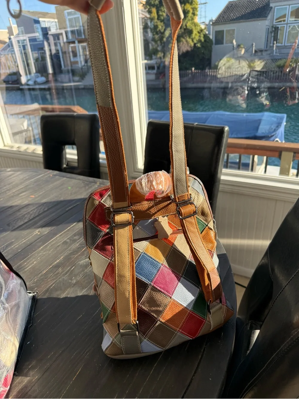 Multicolor Floral Appliqué Crossbody leather Bag - Women